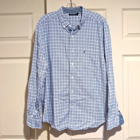 Nautica Other - Nautica Men's Blue White Button Down Shirt XL